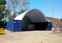 Contenedor de Envío Metálico de 12x6m, Carpa de Almacenamiento Resistente, Techo de Domo de Tela de PVC, Almacén con Cubierta Impermeable