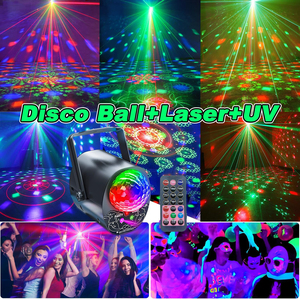 ไฟเลเซอร์ RGB LED 3-in-1 สำหรับงานปาร์ตี้ พร้อมโปรเจคเตอร์ลูกบอลดิสโก้ ควบคุมด้วยรีโมท เหมาะสำหรับงานดีเจ คลับ และงานคริสต์มาส - Product Image 4