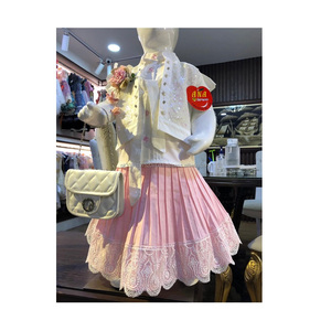 Robe en dentelle en coton pour filles, jupe épaules dénudées, robe de princesse avec sac fantaisie, prix d'usine, nouvelle collection - Product Image 1