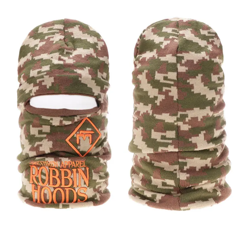 Masker Wajah Penuh Ski Pria, Balaclava Kustom Camo Tahan Angin Hangat Musim Dingin dengan Logo Bordir