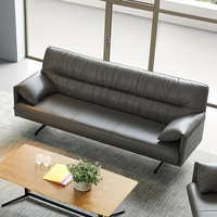 Ensemble de canapés de bureau modernes en cuir PU, canapé modulaire en cuir synthétique avec table basse pour salle de réception et de réunion