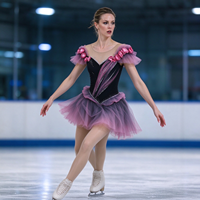 Robe de patinage et de danse pour enfants et adultes, noire, rose, violette, à épaules dénudées, tutu floral, dos croisé, pour compétition et spectacle de patinage sur glace