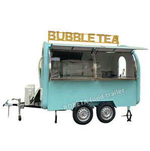 Remolque de Comida Móvil, Carrito de Comida Estándar Estadounidense sobre Ruedas, Camiones de Comida Pequeños de Fibra de Vidrio con Parrilla y Freidora - Product Image 1