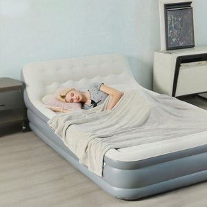 Doble convertible cama inflable moderna bomba incorporada colchón de aire de espuma portátil plegable para dormitorio parque al aire libre Camping hogar - Product Image 1