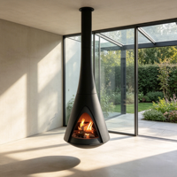 Cheminée suspendue haut de gamme VALSE, en bois, en forme de cône, noire, pour villa moderne, plafond haut, intérieur