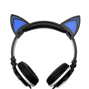 led light glowing headphones hot selling linx cat ear headphones cute cat Headset
