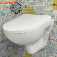 WC suspendu sans bride Sunrise avec certification CE, économie d'eau, en céramique, pour salle de bain moderne