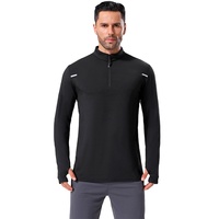 T-shirt de sport décontracté pour homme à manches longues, coupe ample, demi-zip, imprimé, respirant et extensible pour l'entraînement en extérieur
