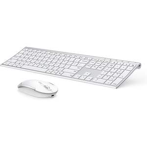 Clavier et souris ergonomiques sans fil Vssoplor, combo pleine taille, rechargeable, silencieux, Nano USB pour ordinateur portable PC, touches multimédias anglaises - Product Image 1