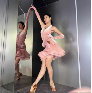 Abito da Ballo Latino <span class=keywords><strong>Sexy</strong></span> 2025 con Design a Schiena Scoperta per Rumba Samba Cha Cha Abito da Ballo con Scollo a V Leopardato e Ampia Gonna da Donna per Competizione - Product Image 3