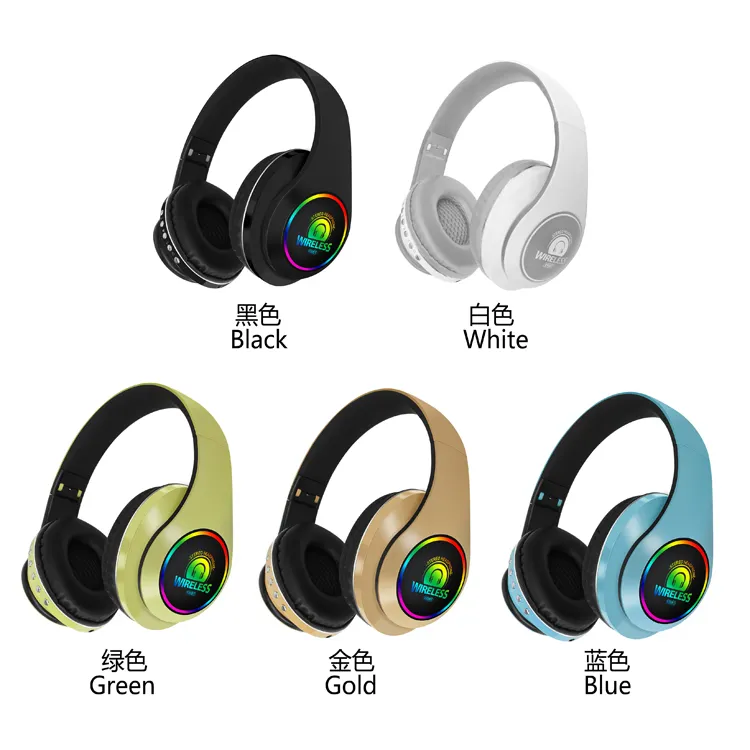 אופנה שקט דיסקו אוזניות עם LED אור, בהיר בצבע אוזניות למסיבה, אלחוטי BT5.0 אוזניות