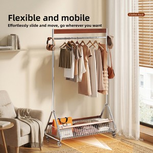 Porte-vêtements sur pied pour la maison, style médiéval, multifonctionnel, en fer, pour chambre à coucher, porte-manteau et porte-chapeaux, support de rangement mobile pour vêtements - Product Image 5