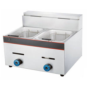 Máquina de Catering industrial, freidora plana de gas profundo con control de temperatura, 2 tanques, 2 cestas - Product Image 1
