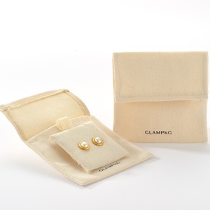 GLAMPKG Custom Logo Linen Cotton Jewelry <b>Pouch</b> Eco-Friendly Envelope Style Jewelry Packaging Bag for Earrings/Necklaces - Product Image 1