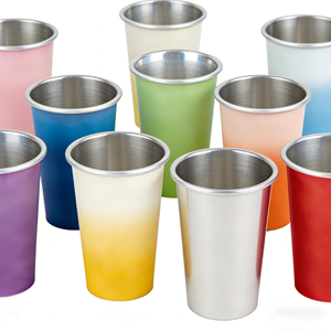 Gobelets à bière en aluminium recyclé de qualité commerciale UV 500 ml – Gobelets jetables robustes pour fêtes, stades et événements, changement de couleur - Product Image 1
