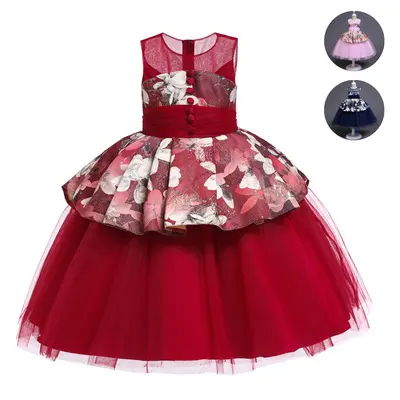नई बच्चों की शादी की पोशाक फूल लड़की टूटू स्कर्ट jacquard catwalk शो मेजबान पोशाक राजकुमारी पोशाक