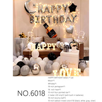 Ballon en aluminium en forme de bouteille de whisky, thème argenté, ensemble de ballons Joyeux Anniversaire et Saint-Valentin, guirlande lumineuse LED, pour fêtes d'adultes et d'enfants