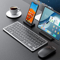 Teclado y Ratón Inalámbricos Recargables Multifuncionales Compactos de Tamaño Completo, Modo Dual, Bluetooth