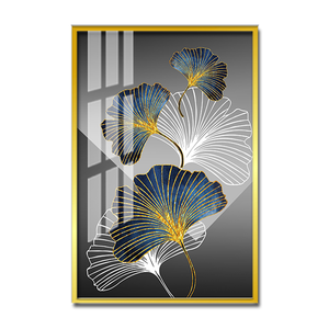 Pintura de Acuarela de Hojas de Naturaleza Muerta de Alta Calidad, Marca Pango, Decoración de Porcelana de Cristal de Lujo, Marco de Aluminio, Origen Zhejiang - Product Image 1