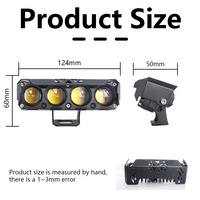 Phare auxiliaire LED à 4 lentilles pour moto, faisceau blanc et jaune Hi-Lo, mini projecteur à quatre yeux pour moto, VTT, tout-terrain, SUV