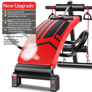 Banc de musculation moderne pliable avec cadre en acier et revêtement en cuir, équipement de fitness pour sit-ups, utilisation à domicile, planche d'exercices abdominaux pour hommes - Product Image 1