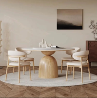 Table et chaises de salle à manger modernes en bois massif, couleur noyer, 6 à 8 places, écologiques et durables, table de salle à manger avec plateau tournant