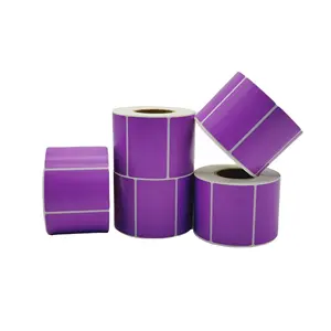 Supermarket Scale Price Tag Purple Labels 60mm*40mm Printed Waterproof Oil Proof Shipping Label Rolls