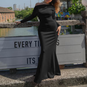 Nouveautés <span class=keywords><strong>Robe</strong></span> de <span class=keywords><strong>soirée</strong></span> formelle à manches longues et col en V élégante - Product Image 1