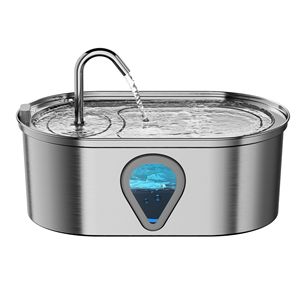 Fontaine à eau ronde en acier inoxydable pour chats et chiens, distributeur d'eau avec pompe silencieuse, circulation automatique, fournitures pour animaux de compagnie - Product Image 5