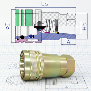 ข้อต่อไฮดรอลิกแบบเร็วเชื่อมต่อ ISO7241-A ชุบสังกะสี ทนแรงดันสูง ขนาด 1/4 นิ้ว สำหรับปั๊มรถขุดขนาดเล็ก - Product Image 3