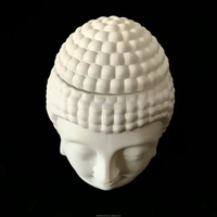 Pot à bougie en verre vide blanc mat/noir mat récipient en forme de tête de bouddha avec couvercle boîte à bougie