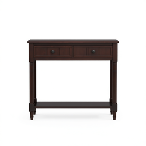 Consolle da caffè dal design tradizionale con due cassetti e ripiano inferiore per ingresso o soggiorno - Product Image 1