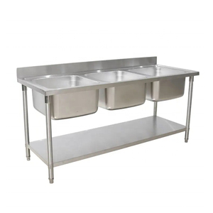 Thương mại 18 đo thép không gỉ sâu đôi bát bồn rửa drainboard chống tiếng ồn bền dễ dàng làm sạch hình chữ nhật nhà hàng - Product Image 3