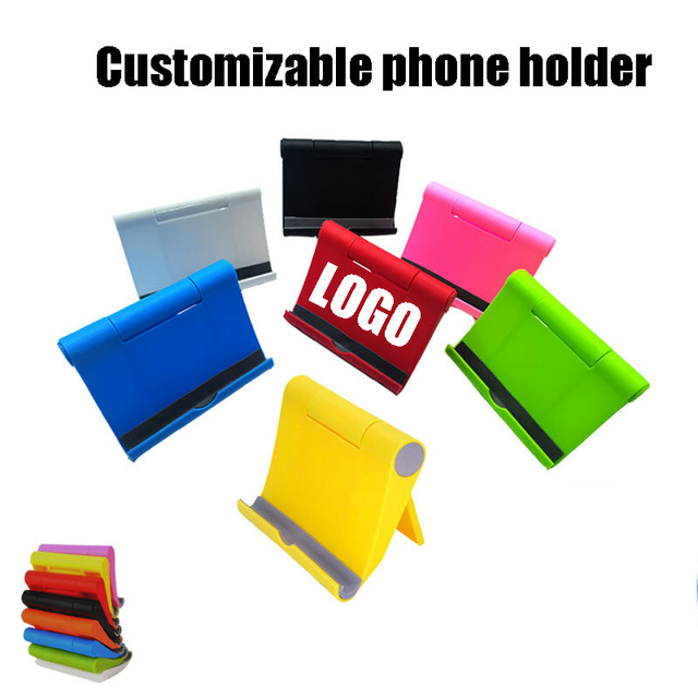 Folding Plastic Desktop Mobile Phone Holder Custom Logo Colorful Portable Display Stand Wholesale Phone Bracket