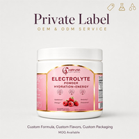 Poudre d'électrolytes de marque privée OEM/ODM, saveur framboise, sans sucre, zéro calorie, zéro glucides, certifiée Halal, 300g, énergétique
