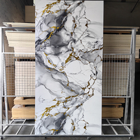 Panneau mural en feuille de marbre PVC UV, imperméable, ignifuge, haute brillance, 1220x2440mm, installation facile pour la décoration intérieure d'hôtel