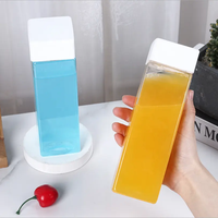 Vente en gros de bouteille d'eau carrée personnalisée de 500ml bouteille de jus de boisson bouteille en plastique jetable de haute qualité