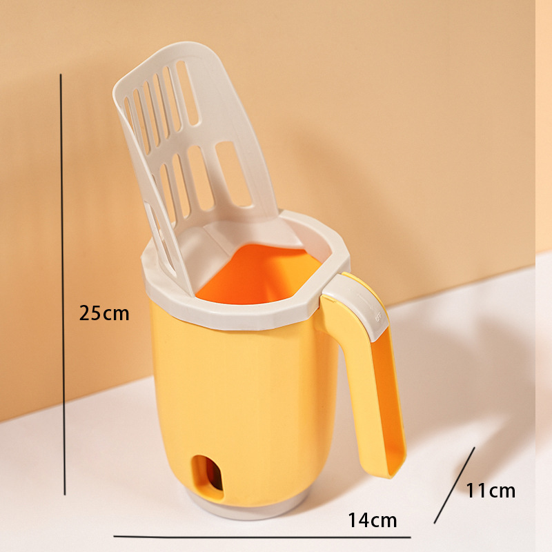 Pelle à litière intégrée jaune pour chat [comprend un rouleau de sacs poubelles]