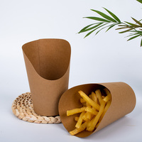 Papier Kraft Restauration rapide Restaurant Paquet à emporter Porte-frites Tasse Chip Scoop Bouffée Oeuf Snack Tasse en papier Stratification mate