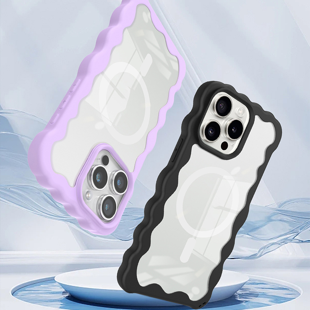 Teenagers Stylish Classic Wave Pattern Magnetic Support Wireless Charging Mobile Phone Case Quality Luxury Design iPhone 16