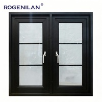Ventana Abatible de Aluminio con Doble Acristalamiento y Rejillas, Estilo Americano, Insonorizada, Marca Rogenilan, en Venta