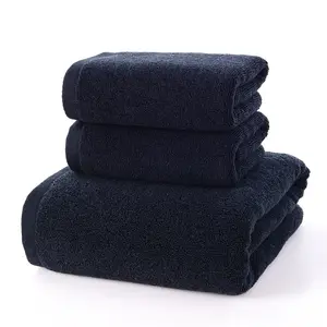 MOQ basso all'ingrosso asciugamano nero 100% cotone personalizzato ricamo Logo mano viso bagno lavaggio panno asciugamano palestra Fitness Spa salone uso