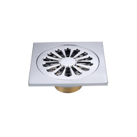 Siphon de sol carré moderne en laiton pour salle de bain avec grille amovible, filtre anti-odeur et siphon de vidage