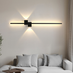 Lampada <span class=keywords><strong>da</strong></span> <span class=keywords><strong>Parete</strong></span> LED Moderna Minimalista in Ferro, Illuminazione Lineare Creativa per <span class=keywords><strong>Camera</strong></span> <span class=keywords><strong>da</strong></span> <span class=keywords><strong>Letto</strong></span>, Dimmerabile, Paralume Oro/Nero - Product Image 3