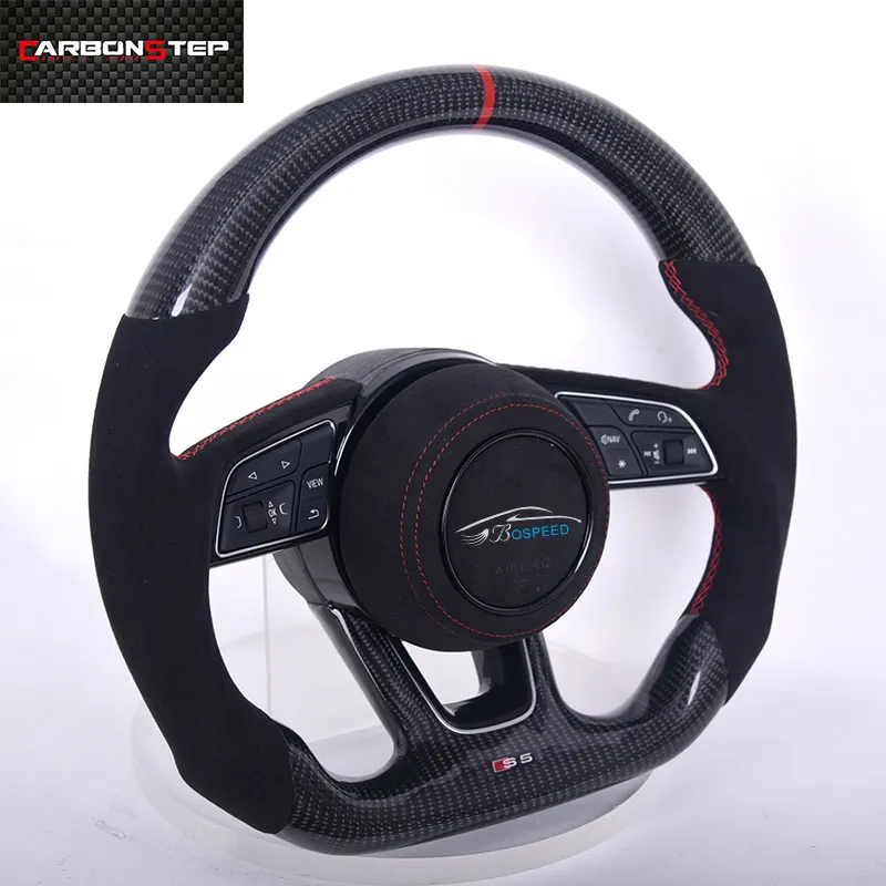 Suede Leather Carbon Fiber Factory-Made Steering Wheel For Audi Rs3 S3 A3 A4 Rs4