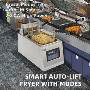 Freidora Eléctrica Profesional Inteligente de Acero Inoxidable con Elevación Automática, 2800W, Modos Preestablecidos para Negocios de Catering, Eficiente - Product Image 2