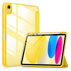 Clear Acrylic Back Trifold Slim Smart Cover Tablet Case For iPad 10th Generation 10.9 inch 2022