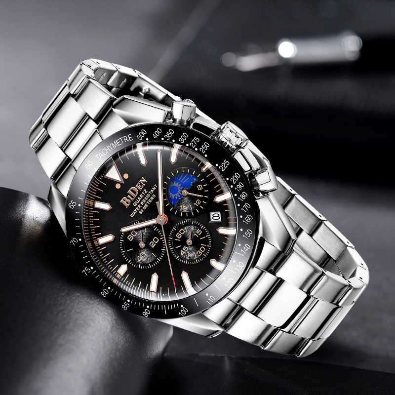 Men's Luxury Stainless Steel Quartz Chronograph Watch