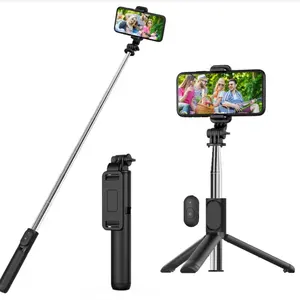 Ucuz Selfie sopa R1 taşınabilir Selfie sopa uzatılabilir Selfie sopa Tripod ile kablosuz uzaktan ve Tripod standı