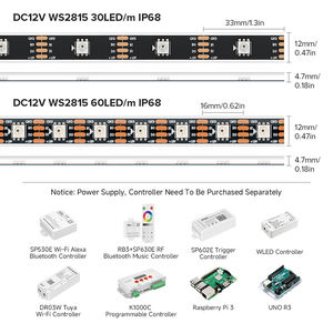 BTF-LIGHTING IP68 Wasserdicht im Freien 12V 5m 60leds/<span class=keywords><strong>m</strong></span> WS2815 RGB Individuell adressierbar 5050SMD Dual Signal LED Pixel Strip - Product Image 2